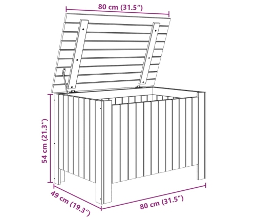 Caja de almacenaje y tapa RANA madera maciza blanca 80x49x54 cm