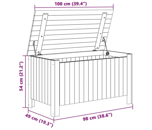 Caja de almacenaje con tapa RANA madera maciza pino 100x49x54cm