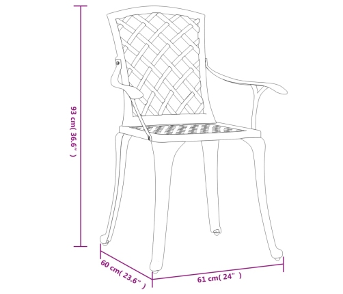 vidaXL Sillas de jardín 6 unidades aluminio fundido blanco