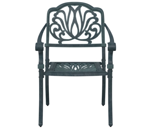 Mesa y sillas de bistró 3 piezas aluminio fundido verde