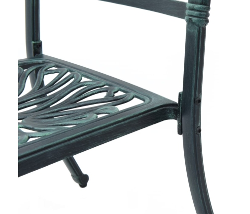 Mesa y sillas de bistró 3 piezas aluminio fundido verde