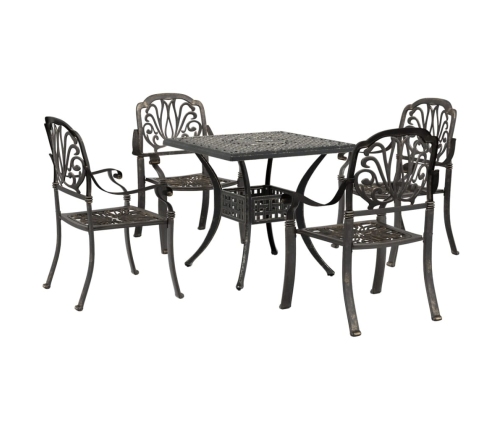 Juego de comedor de jardín 5 piezas aluminio fundido bronce