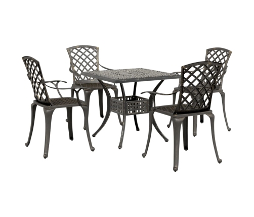 Juego de comedor de jardín 5 piezas aluminio fundido bronce
