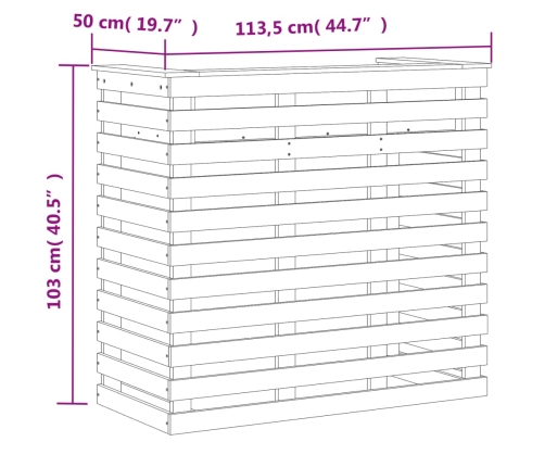 Mesa alta bar de jardín madera maciza de pino 113,5x50x103 cm