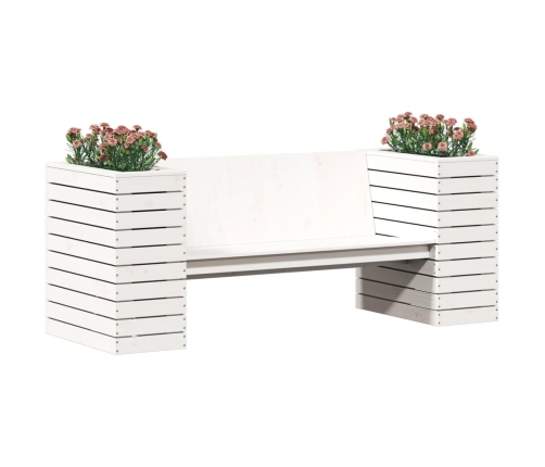 Banco con jardineras madera maciza pino blanco 167,5x60x65 cm