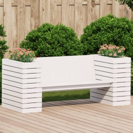 Banco con jardineras madera maciza pino blanco 167,5x60x65 cm