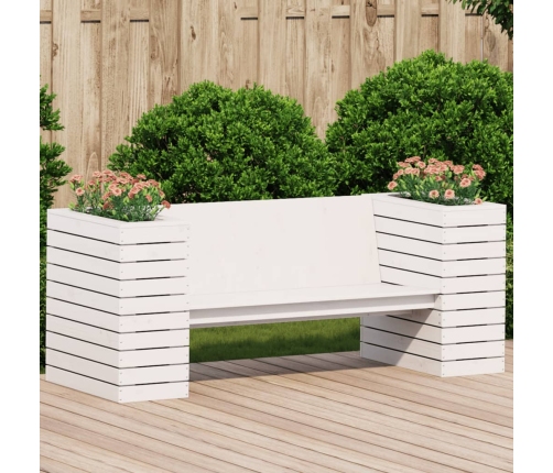 Banco con jardineras madera maciza pino blanco 167,5x60x65 cm