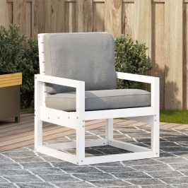 Silla de jardín madera maciza de pino blanco 57,5x63x76 cm