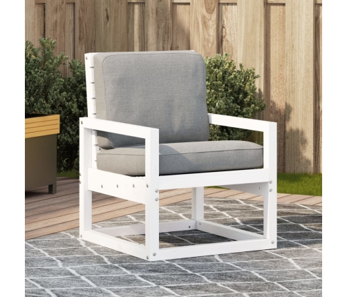 Silla de jardín madera maciza de pino blanco 57,5x63x76 cm