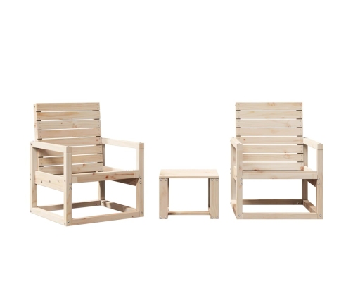 Juego de muebles de jardín 3 piezas madera maciza de pino