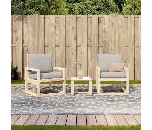 Juego de muebles de jardín 3 piezas madera maciza de pino