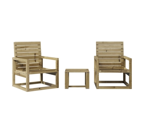 Juego de muebles de jardín 3 pzas madera de pino impregnada