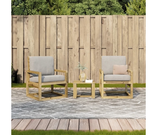 Juego de muebles de jardín 3 pzas madera de pino impregnada