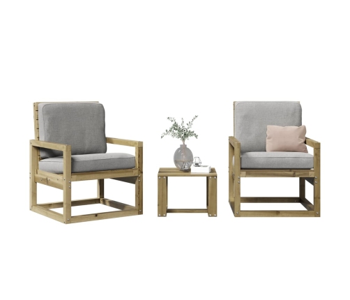 Juego de muebles de jardín 3 pzas madera de pino impregnada