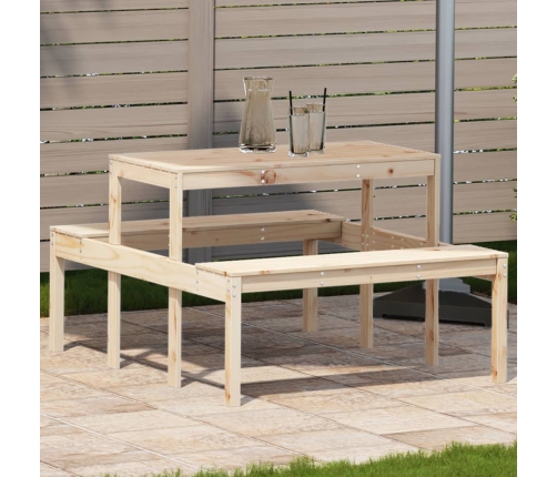 Mesa de picnic madera maciza de pino 110x134x75 cm