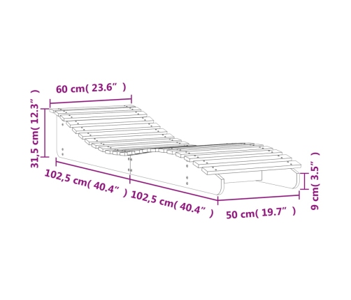 Tumbonas de madera maciza de pino 2 unidades 205x60x31,5 cm