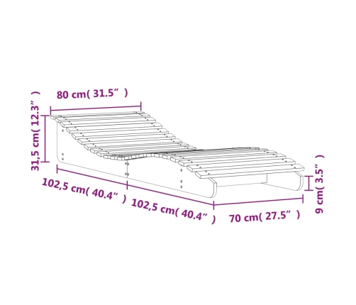 vidaXL Tumbona de madera maciza de pino 205x80x31,5 cm