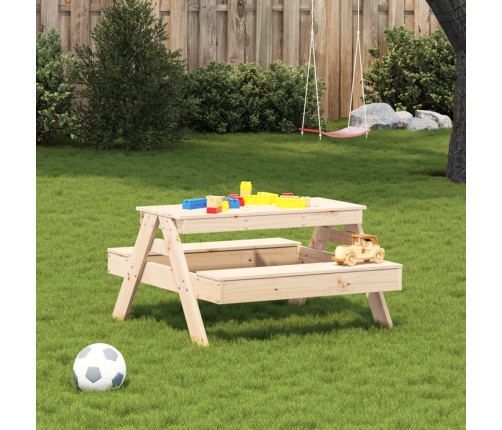 Mesa de picnic para niños madera maciza de pino 88x97x52 cm