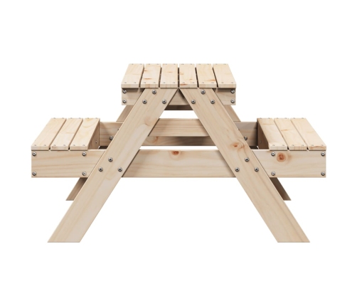 Mesa de picnic para niños madera maciza de pino 88x97x52 cm