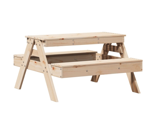 Mesa de picnic para niños madera maciza de pino 88x97x52 cm