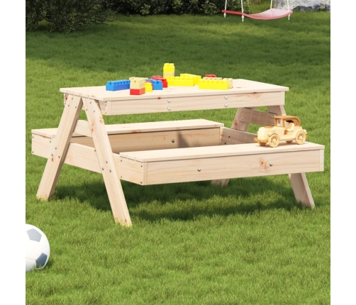 Mesa de picnic para niños madera maciza de pino 88x97x52 cm