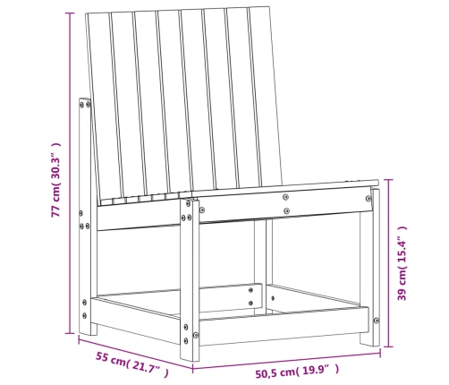 Silla de jardín de madera maciza de pino 50,5x55x77 cm