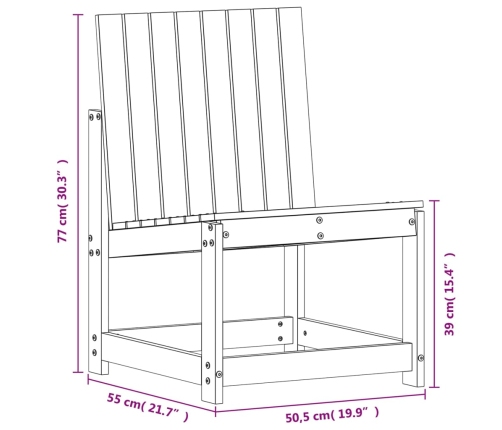 Silla de jardín madera maciza de pino blanco 50,5x55x77 cm