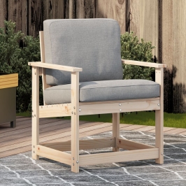 Silla de jardín madera maciza de pino 62x56x77 cm