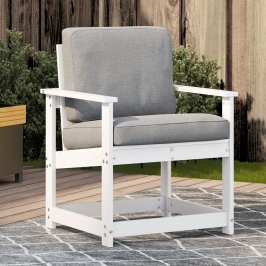 Silla de jardín madera maciza de pino blanco 62x56x77 cm