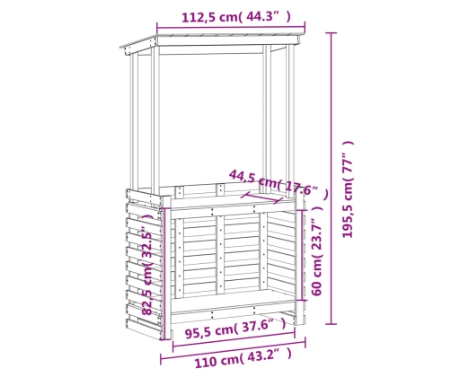 Mesa alta bar de jardín madera maciza marrón 112,5x57x195,5 cm