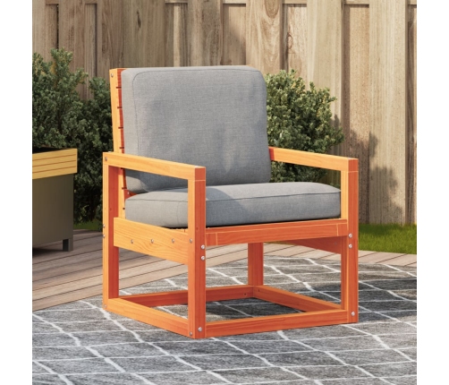 Silla de jardín madera maciza de pino marrón cera 57,5x63x76 cm