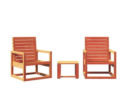 Juego de muebles jardín 3 pzas madera maciza pino marrón cera