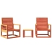 Juego de muebles jardín 3 pzas madera maciza pino marrón cera