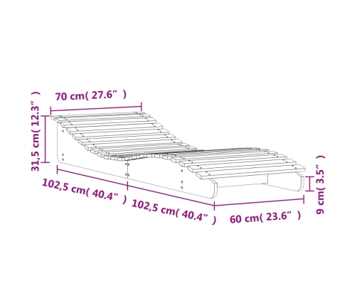 Tumbona de madera maciza de pino marrón cera 205x70x31,5 cm