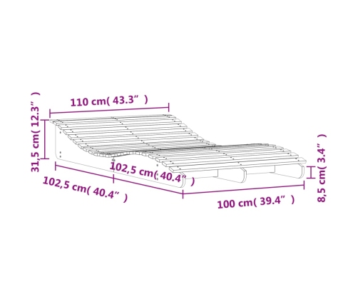 vidaXL Tumbona de madera maciza de pino marrón cera 205x110x31,5 cm