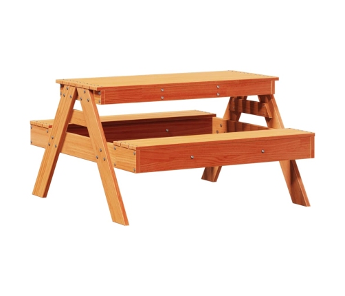 Mesa de pícnic para niños madera pino marrón cera 88x97x52 cm