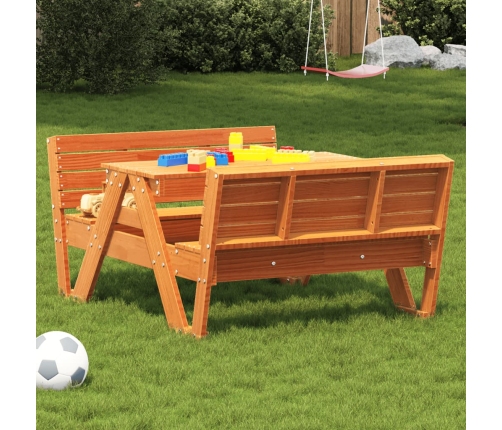 Mesa de pícnic para niños madera pino marrón cera 88x122x58 cm