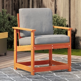 Silla de jardín madera maciza de pino marrón cera 62x56x77 cm