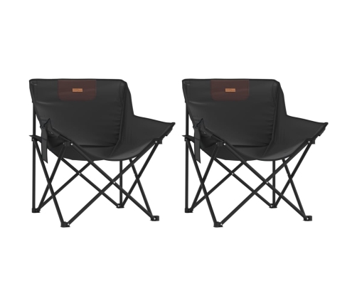 Sillas de camping con bolsillo plegables 2 unidades negro