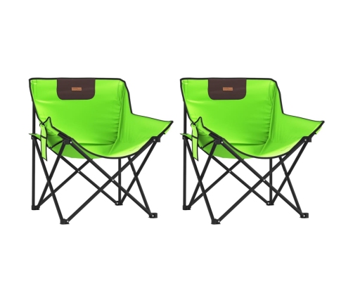 vidaXL Sillas de camping con bolsillo plegables 2 unidades verde