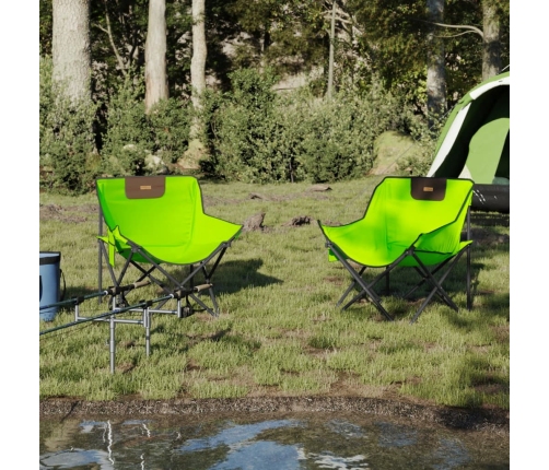 vidaXL Sillas de camping con bolsillo plegables 2 unidades verde