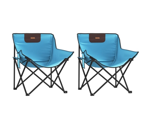 Sillas de camping con bolsillo plegables 2 unidades azul claro