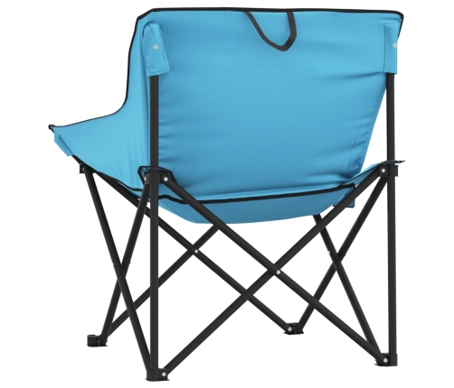 Sillas de camping con bolsillo plegables 2 unidades azul claro