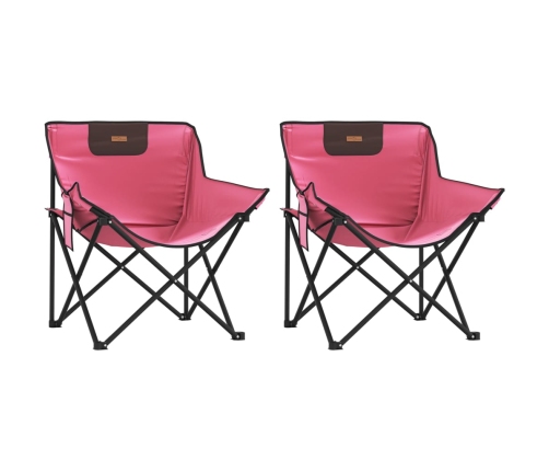 Sillas de camping con bolsillo plegables 2 unidades rosa