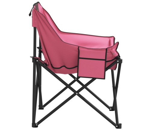 Sillas de camping con bolsillo plegables 2 unidades rosa