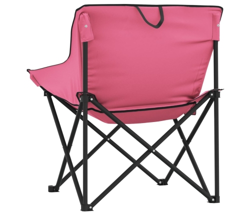 Sillas de camping con bolsillo plegables 2 unidades rosa