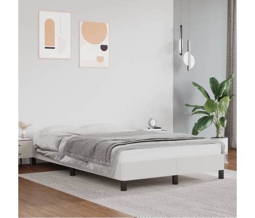 Estructura de cama cuero sintético blanco 120x190 cm