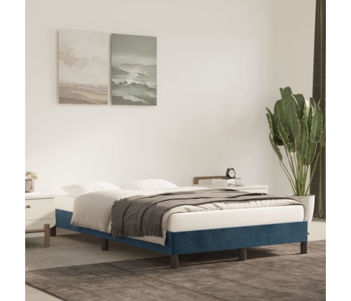 Estructura de cama sin colchón terciopelo azul oscuro 120x190cm