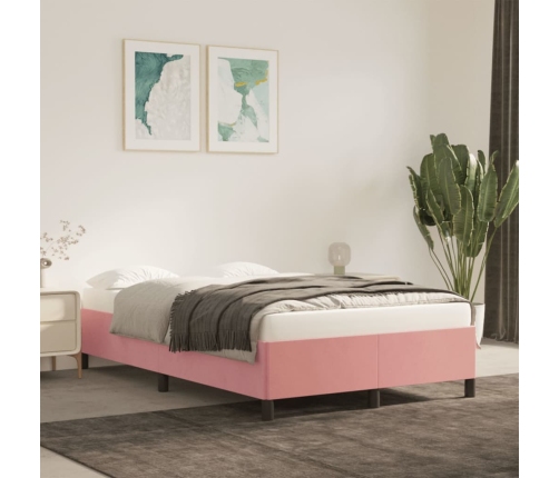 Estructura de cama sin colchón terciopelo rosa 120x190 cm