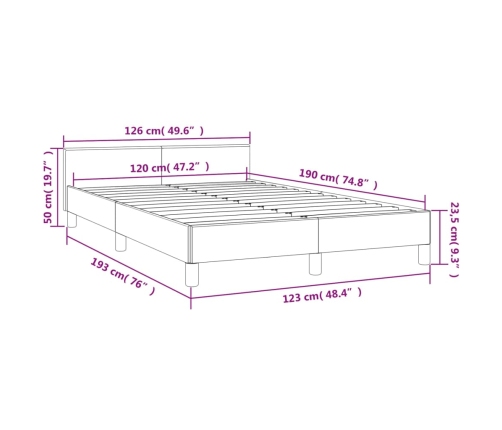 Estructura de cama con cabecero tela gris oscuro 120x190 cm